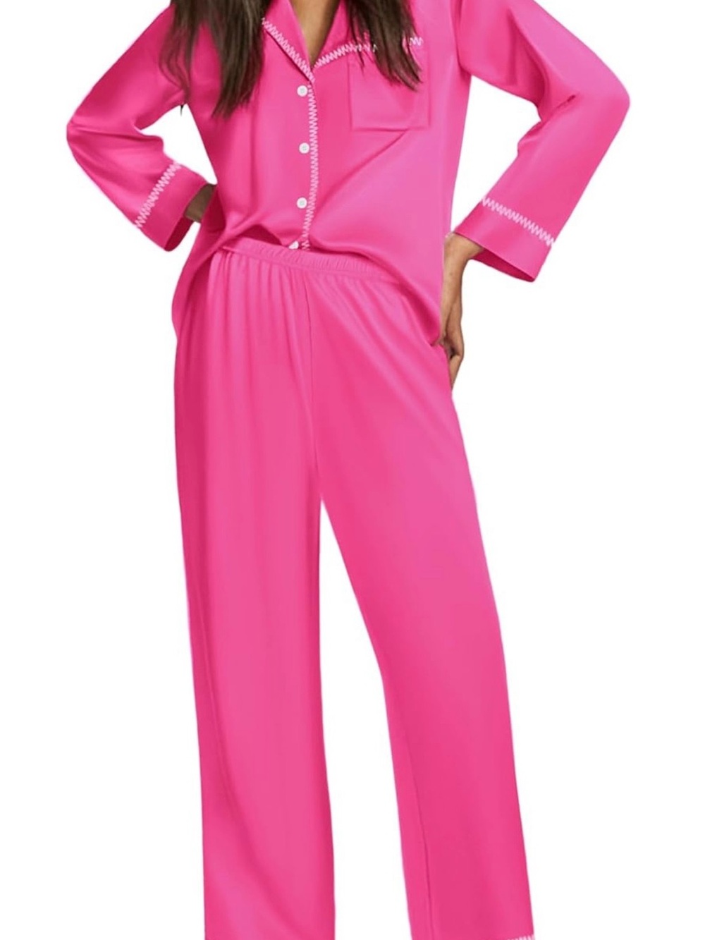 Bright Hot Pink Two-Piece Pajama Set